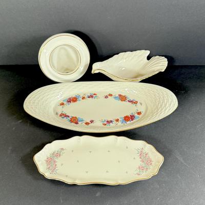 LOT 9D: Lenox Collection: Round Photo Frame, Dove Dish & Small Floral Platters