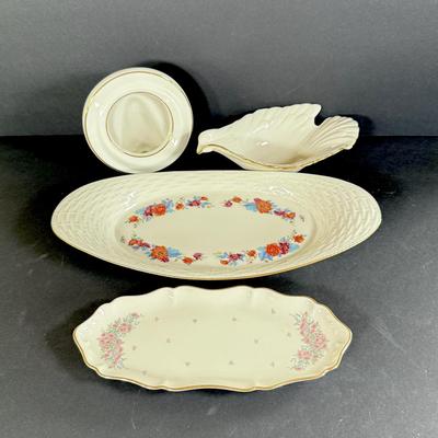 LOT 9D: Lenox Collection: Round Photo Frame, Dove Dish & Small Floral Platters