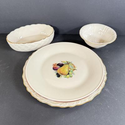 LOT 13D: Lenox Collection: Special Fruit Plate, Ornated Edge Platter, Harvest Small Bowl & Basket Dish