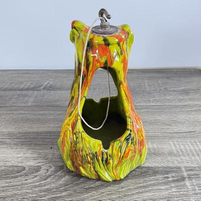 LOT 14D: Vintage / MCM 1960s California Originals Scottie/Yorkie Dog Green and Orange Lava Drip Glaze Hanging Ashtray