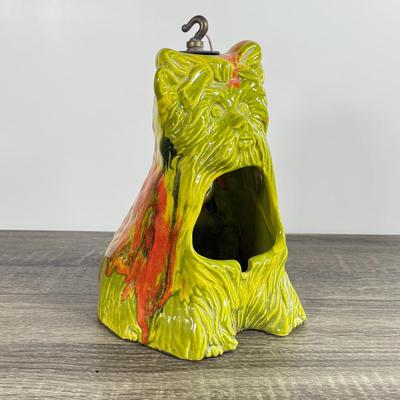 LOT 14D: Vintage / MCM 1960s California Originals Scottie/Yorkie Dog Green and Orange Lava Drip Glaze Hanging Ashtray