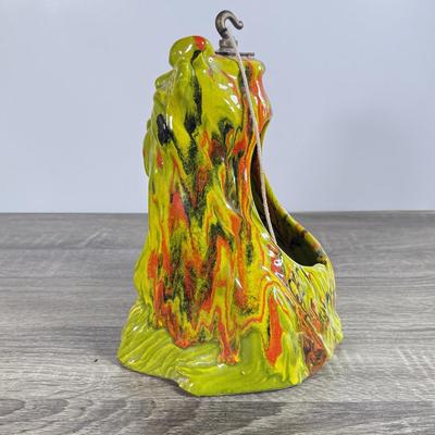 LOT 14D: Vintage / MCM 1960s California Originals Scottie/Yorkie Dog Green and Orange Lava Drip Glaze Hanging Ashtray