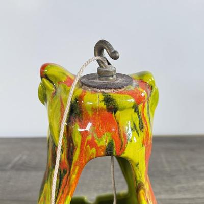 LOT 14D: Vintage / MCM 1960s California Originals Scottie/Yorkie Dog Green and Orange Lava Drip Glaze Hanging Ashtray