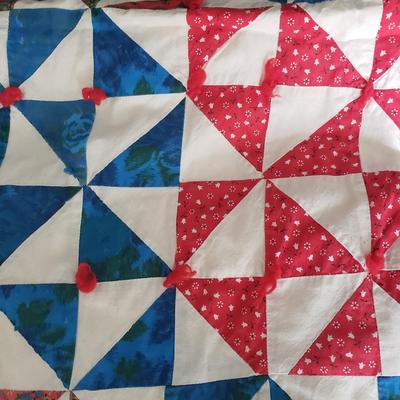 Oak Quilt Rack and Two Handmade Quilts (PB-KD)