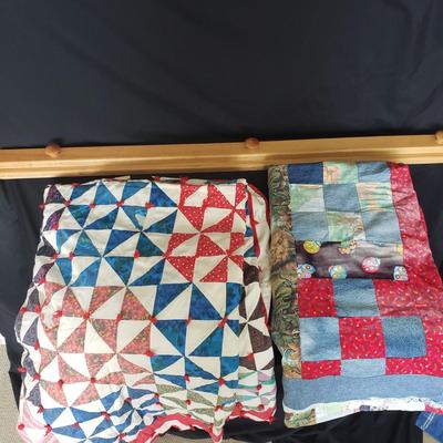 Oak Quilt Rack and Two Handmade Quilts (PB-KD)