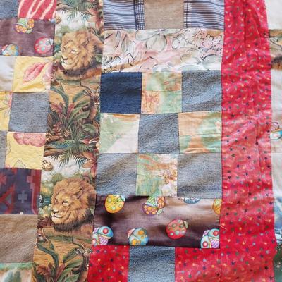 Oak Quilt Rack and Two Handmade Quilts (PB-KD)