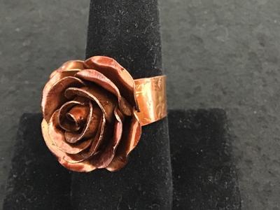 Vintage Copper Rose Ring Adjustable