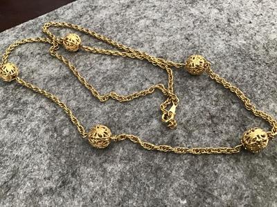 Gold Tone Filagree Ball Necklace