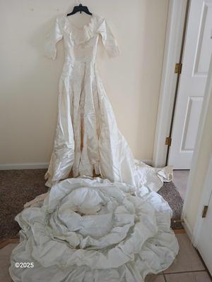 Antique wedding gown with hoop skirt