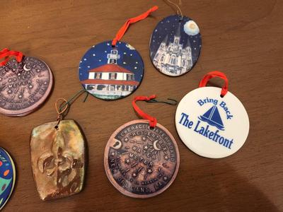 Lot #277 Lot of 7 Ceramic New Orleans -themed Christmas Ornaments