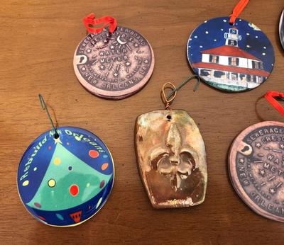 Lot #277 Lot of 7 Ceramic New Orleans -themed Christmas Ornaments