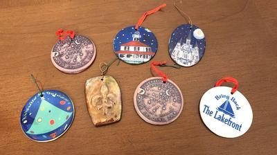 Lot #277 Lot of 7 Ceramic New Orleans -themed Christmas Ornaments