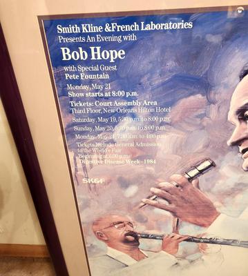 Lot #280 Framed Poster - Smith-Klein & French Laboratories - 1984 Bob Hope/Pete Fountain
