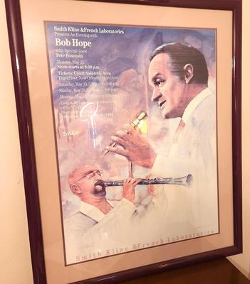 Lot #280 Framed Poster - Smith-Klein & French Laboratories - 1984 Bob Hope/Pete Fountain