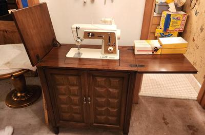 Lot #281 Vintage Golden Touch & Sew Sewing Machine in Cabinet - Model 630 - 1968