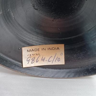 LOT 1: Pair of Vintage Indian Etched Black Brass Vases