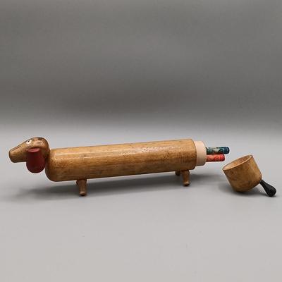 LOT 4: Hagen Renaker Dachshund Pup Lenk H1569, WhittleWare Wooden Dachshund, Occupied Japan Porcelain Dogs & More