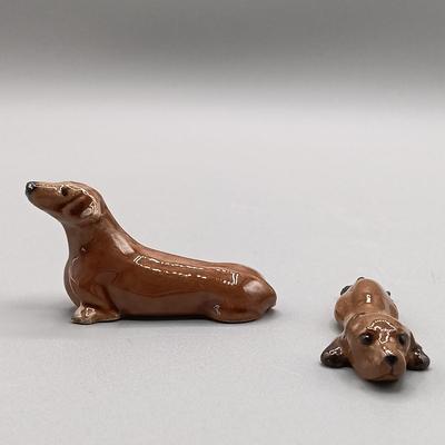 LOT 4: Hagen Renaker Dachshund Pup Lenk H1569, WhittleWare Wooden Dachshund, Occupied Japan Porcelain Dogs & More