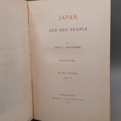 LOT 9 Japan and Her People Volumes I & II by Anna C. Hartshorne 1902