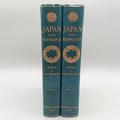 LOT 9 Japan and Her People Volumes I & II by Anna C. Hartshorne 1902