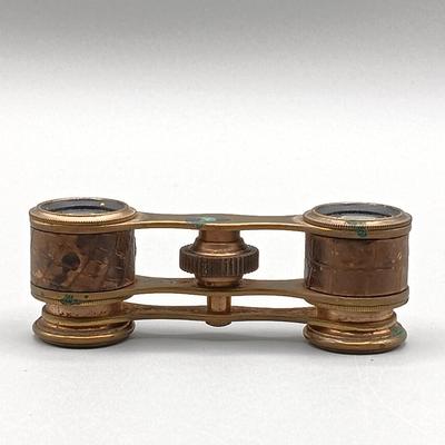 LOT 12: Airguide 44 Mother of Pearl Banded Opera Glasses with Leather Banded Opera Glasses Marked RT