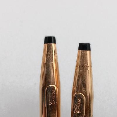LOT 13: Cross OXY 10K Gold-Filled Electroplated Set of (2) w/ 1/20th 14K (3) and 10K (1) Gold-Filled Pens and Mechanical Pencils