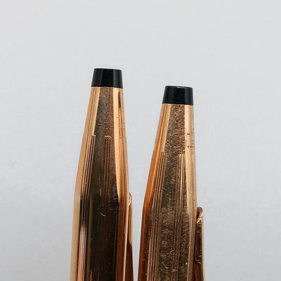 LOT 13: Cross OXY 10K Gold-Filled Electroplated Set of (2) w/ 1/20th 14K (3) and 10K (1) Gold-Filled Pens and Mechanical Pencils