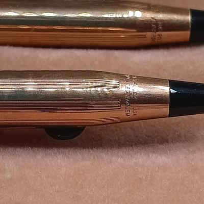 LOT 13: Cross OXY 10K Gold-Filled Electroplated Set of (2) w/ 1/20th 14K (3) and 10K (1) Gold-Filled Pens and Mechanical Pencils