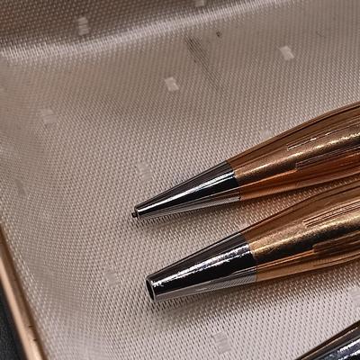 LOT 13: Cross OXY 10K Gold-Filled Electroplated Set of (2) w/ 1/20th 14K (3) and 10K (1) Gold-Filled Pens and Mechanical Pencils