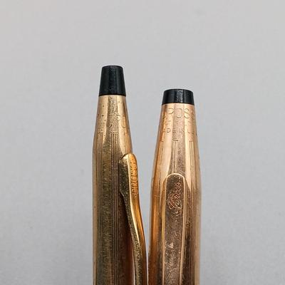 LOT 13: Cross OXY 10K Gold-Filled Electroplated Set of (2) w/ 1/20th 14K (3) and 10K (1) Gold-Filled Pens and Mechanical Pencils