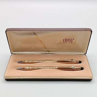 LOT 13: Cross OXY 10K Gold-Filled Electroplated Set of (2) w/ 1/20th 14K (3) and 10K (1) Gold-Filled Pens and Mechanical Pencils
