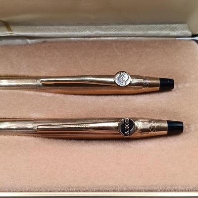 LOT 13: Cross OXY 10K Gold-Filled Electroplated Set of (2) w/ 1/20th 14K (3) and 10K (1) Gold-Filled Pens and Mechanical Pencils