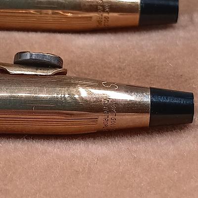 LOT 13: Cross OXY 10K Gold-Filled Electroplated Set of (2) w/ 1/20th 14K (3) and 10K (1) Gold-Filled Pens and Mechanical Pencils