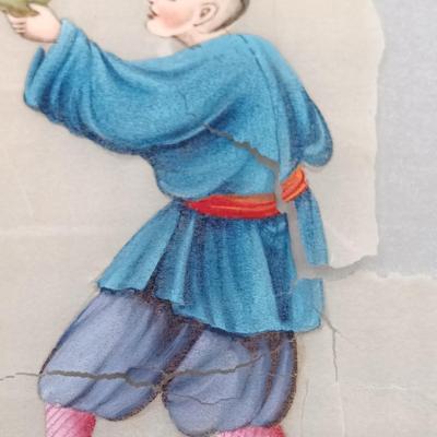 LOT 14: Set of (4) Japanese Silk Paintings with a Chinese Rice Paper Painting