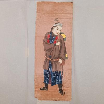 LOT 14: Set of (4) Japanese Silk Paintings with a Chinese Rice Paper Painting