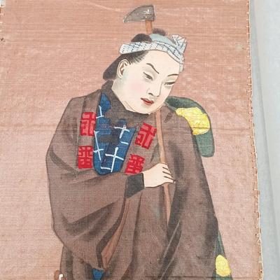 LOT 14: Set of (4) Japanese Silk Paintings with a Chinese Rice Paper Painting