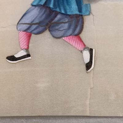 LOT 14: Set of (4) Japanese Silk Paintings with a Chinese Rice Paper Painting