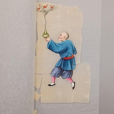 LOT 14: Set of (4) Japanese Silk Paintings with a Chinese Rice Paper Painting