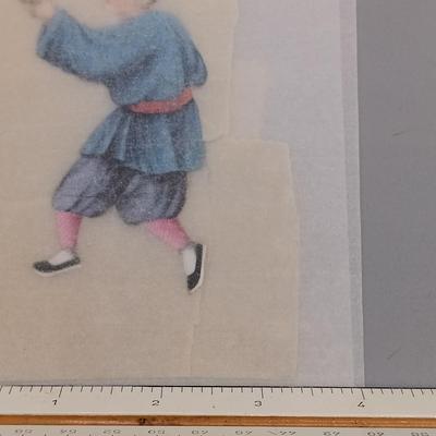 LOT 14: Set of (4) Japanese Silk Paintings with a Chinese Rice Paper Painting