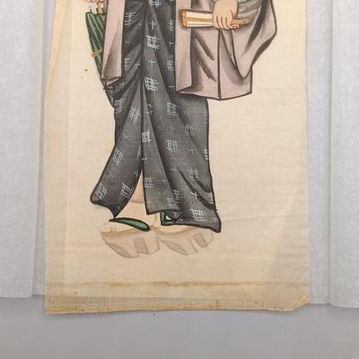 LOT 14: Set of (4) Japanese Silk Paintings with a Chinese Rice Paper Painting