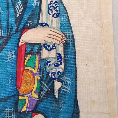 LOT 14: Set of (4) Japanese Silk Paintings with a Chinese Rice Paper Painting