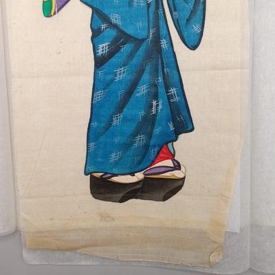 LOT 14: Set of (4) Japanese Silk Paintings with a Chinese Rice Paper Painting