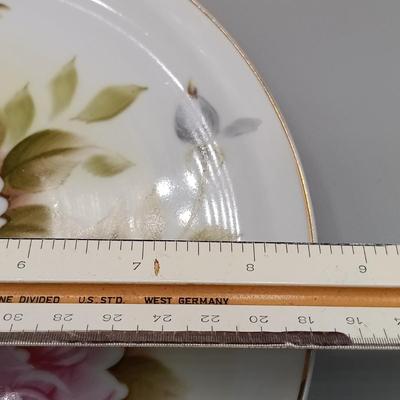 LOT 15: Vintage Kashmir Rose Hand-Painted Plates and Pedestal Dish