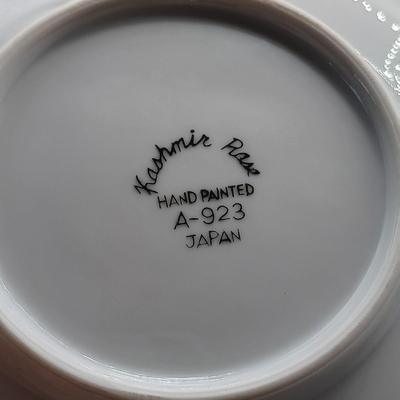 LOT 15: Vintage Kashmir Rose Hand-Painted Plates and Pedestal Dish