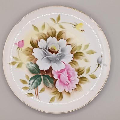 LOT 15: Vintage Kashmir Rose Hand-Painted Plates and Pedestal Dish