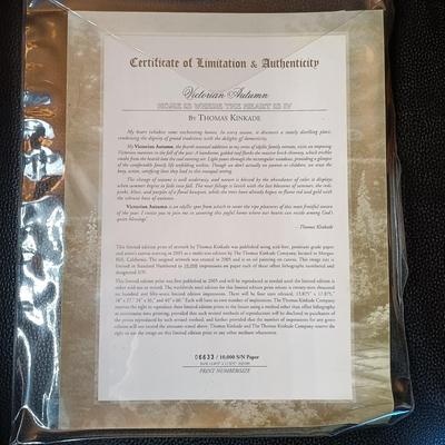 LOT 16: Thomas Kinkade Signed and Numbered Victorian Autumn Print w/ COA