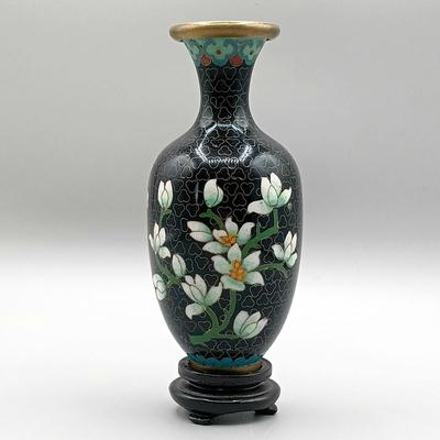LOT 17: Vintage 5" Cloisonne Floral Vase
