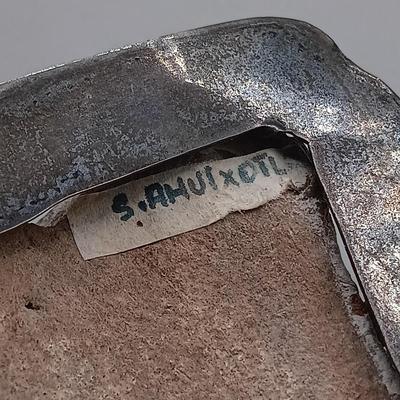 LOT 18: Pre-Columbian Carved Stone Head on Mexico Sterling Silver Back