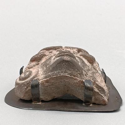 LOT 18: Pre-Columbian Carved Stone Head on Mexico Sterling Silver Back