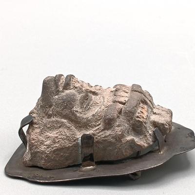 LOT 18: Pre-Columbian Carved Stone Head on Mexico Sterling Silver Back